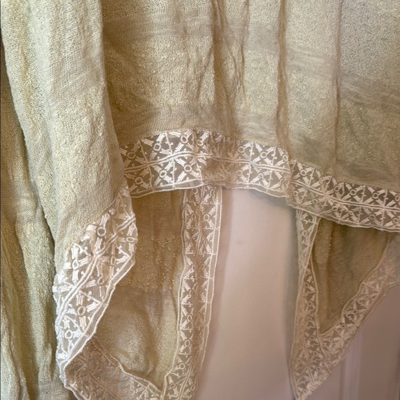 FREE PEOPLE Pebble Dash Envelope Open Back Top Lace Trim Flowy Striped Knit - Picture 5 of 7